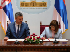 22 July 2019 National Assembly Speaker Maja Gojkovic and the President of the Serbian Chamber of Commerce Marko Cadez